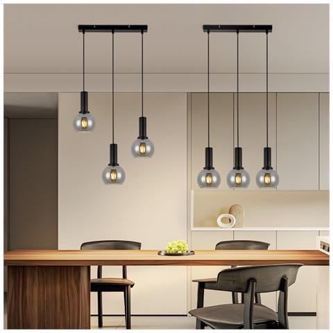 Lampada A Sospensione Per Sala Da Pranzo, 3 Fiamme, E27, Lampada A Sospensione In Vetro Retrò, Bar Per Camera Da Letto - Foto 2