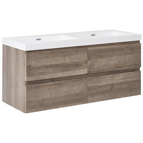 Mobiletto A Muro Con Doppio Lavabo Viedma 120 Cm Tortora - Foto 2