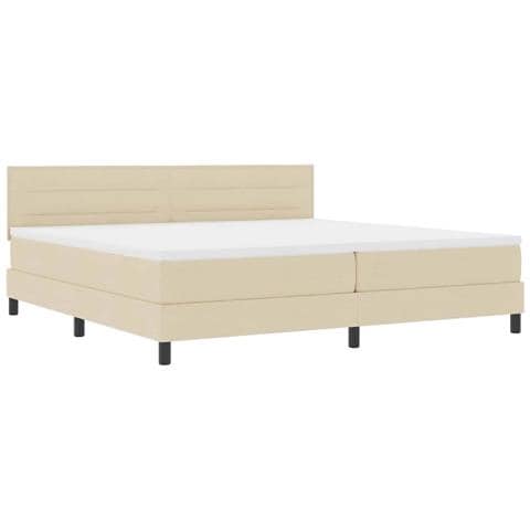 Letto a molle con materasso Crema 200 x 200 cm Tessuto - Foto 1