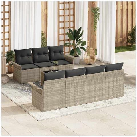 Set Divano da Giardino 8 pcs Grigio chiaro e grigio scuro - Foto 2