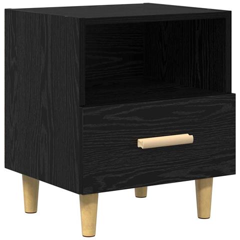 Armadio da Notte con cassetto Rovere nero 40 x 35 x 47,5 cm - Foto 1