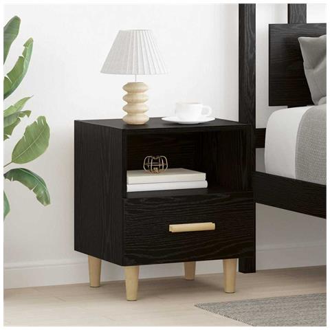 Armadio da Notte con cassetto Rovere nero 40 x 35 x 47,5 cm - Foto 2