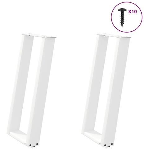 Gambe per tavolo consolle a forma di U 2 pz bianche 28x(72-73) cm in acciaio - Foto 1