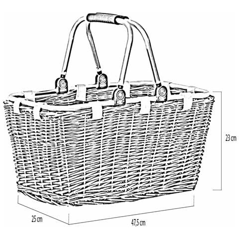 Cesto Cestino In Vimini Per La Spesa Con Manici In Metallo Cm 47,5 X 28,5 X H 25 - Foto 6