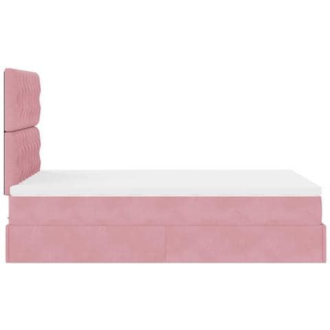 Struttura Letto Pouf con Materassi Rosa 120x190 cm Velluto - Foto 9