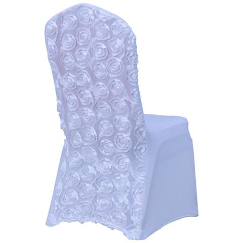 Elegante Coprisedia Con Rose - Spandex, Elastico, Per Matrimoni, Banchetti Ed Eventi White - Foto 1