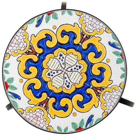 Set Di 3 Supporti, Mosaico Giallo E Ferro Battuto, 33x33x37h-28x28x33h - Foto 7