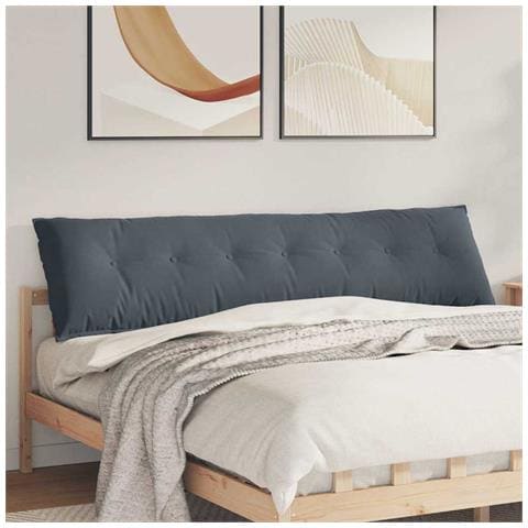 Cuscino per Schiena Grigio scuro 200 x 50 cm Tessuto in Cords - Foto 2