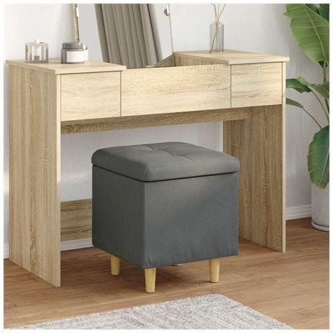 Pouf contenitore Grigio scuro 40 x 40 x 45 cm Tessuto - Foto 2