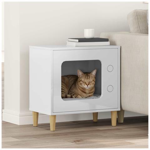Casa per Gatti Bianco Lucido 51 x 30 x 52 cm Legno multistrato - Foto 2