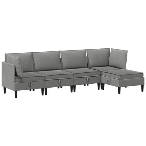 Set di mobili per il soggiorno 5 pcs Grigio scuro Tessuto - Foto 1