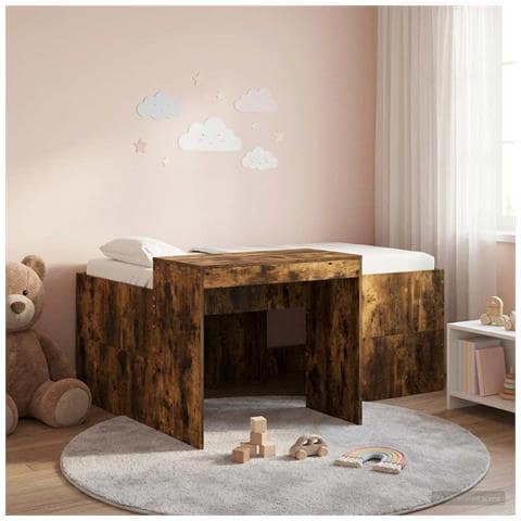 Letto alto per bambini con scrivania Rovere Fumo - Foto 2