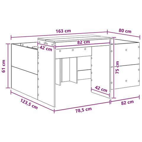 Letto alto per bambini con scrivania Rovere Fumo - Foto 9