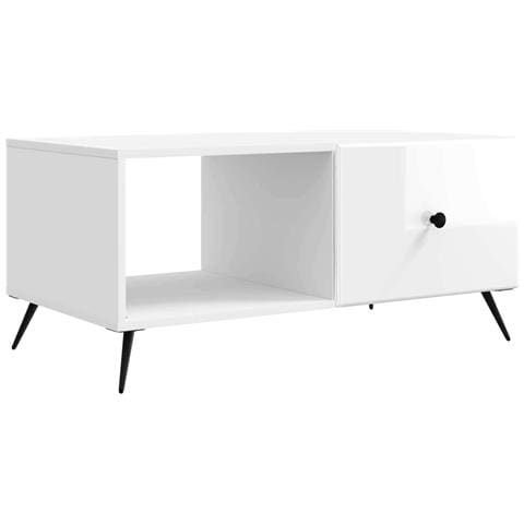 Tavolino da salotto Bianco Lucido 90 x 50 x 40 cm - Foto 1