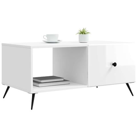 Tavolino da salotto Bianco Lucido 90 x 50 x 40 cm - Foto 2