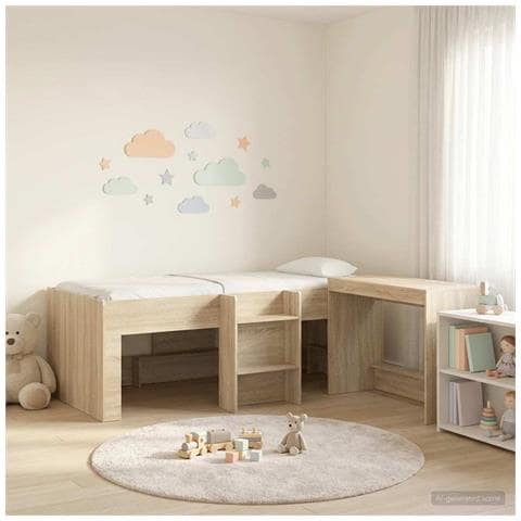 Letto alto per bambini con scrivania 2 pz Rovere Sonoma - Foto 2