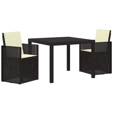 Set da Pranzo per Giardino 3 pcs Antracite e Crema PP - Foto 1