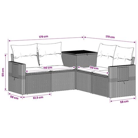 Set di divani 5 pz Marrone e Bianco Crema - Foto 2