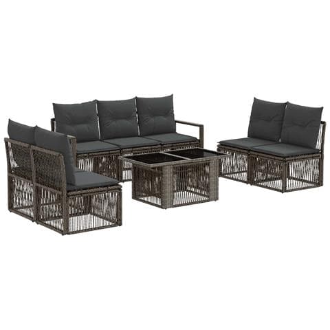 Set Divano da Giardino 8 pz Grigio e Grigio Scuro polyrattan - Foto 1