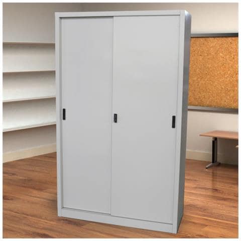 Armadio in Metallo Ufficio 150x45x200h cm Archiviazione Ante Scorrevoli Dim