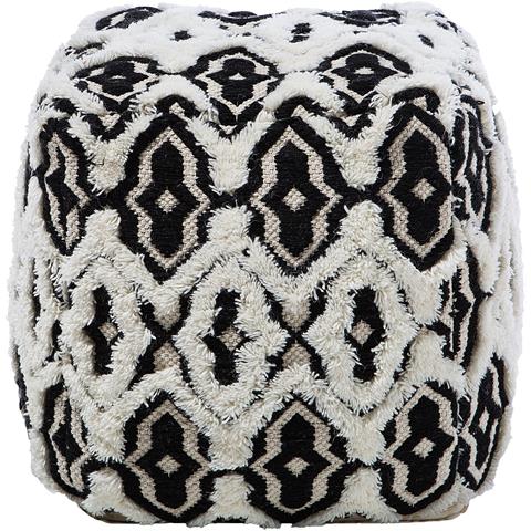 Pouf In Tessuto Bianco / nero 45 X 45 Cm Orai - Foto 18