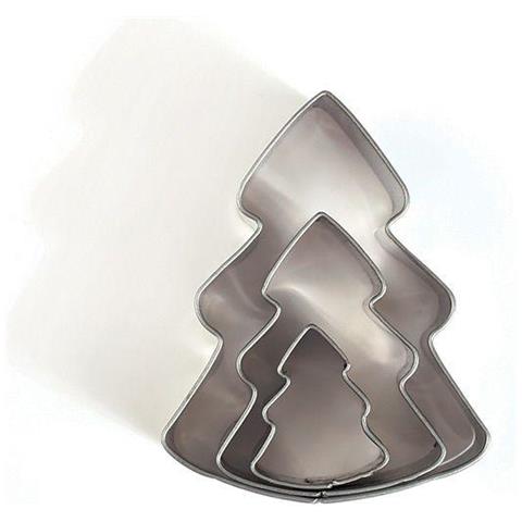 3 Mini Tagliabiscotti In Acciaio Inox - Abeti - Foto 2