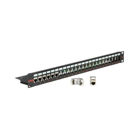 Cat. 6 19"-Keystone Patch Panel STP, black, Screened, Nero - Foto 1