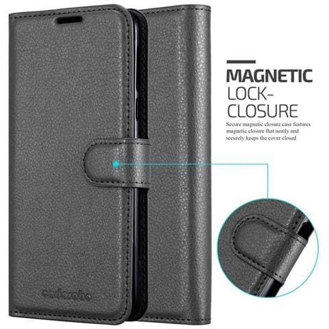 Custodia Compatibile Con Motorola Moto E5 In Nero Carbone - Coperchio Protettiva Con Chiusura Magnetica, Funzione Stand E Tasca Per Le Carte - Foto 7