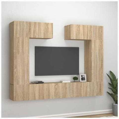 Set Di Mobili Porta Tv 6 Pz Rovere Sonoma In Legno Multistrato - Foto 8