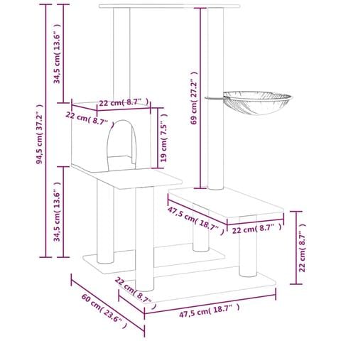 Albero Per Gatti Con Tiragraffi In Sisal Grigio Chiaro 94,5 Cm - Foto 6