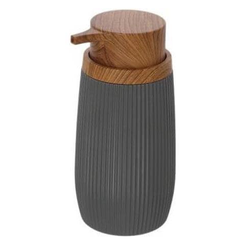 Dispenser Sapone Serie London Grigio E Effetto Legno Marrone - Foto 1