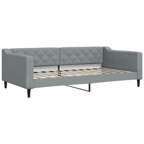 Divano Letto Estraibile Cassetti Grigio Chiaro 100x200 Tessuto - Foto 2