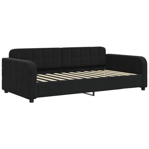 Divano Letto Estraibile Con Cassetti Nero 100x200 Cm In Velluto - Foto 9