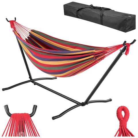 Amaca Da Giardino Brasiliana Strisce Multicolore Portata 200kg Struttura Acciaio - Foto 1