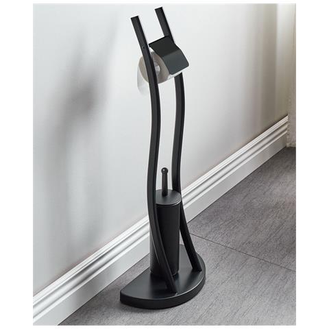 Porta Carta Igienica E Spazzolone Soacha Metallo Nero - Foto 1