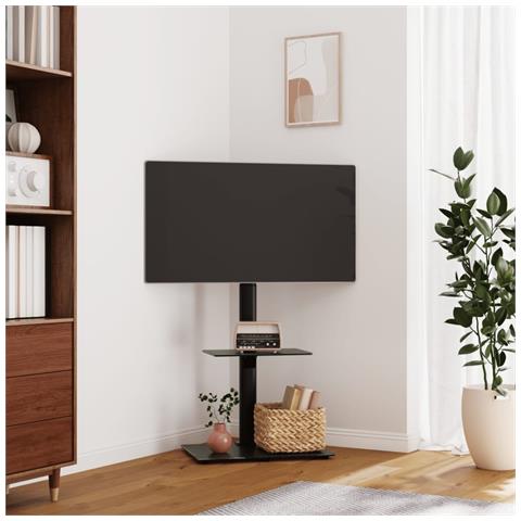 Supporto Tv Angolare 2 Ripiani Per 32-65 Pollici Nero - Foto 1