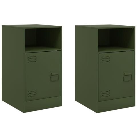 Comodini 2 pz Verde Oliva 34,5x39x62 cm in Acciaio - Foto 1