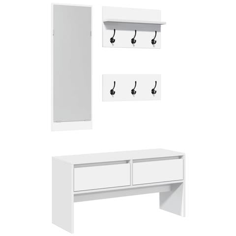 Set Mobili Da Ingresso 4 Pz Bianco In Legno Multistrato - Foto 2