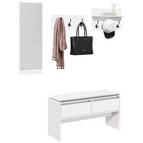 Set Mobili Da Ingresso 4 Pz Bianco In Legno Multistrato - Foto 1