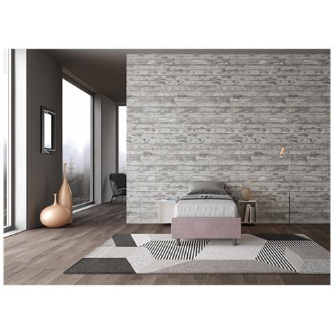 Letto Sommier Contenitore Imbottito 80x210 Microfibra Glicine Azelia - Foto 2