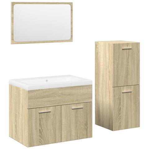 Set Mobili Da Bagno 4 Pz Rovere Sonoma In Legno Multistrato - Foto 2