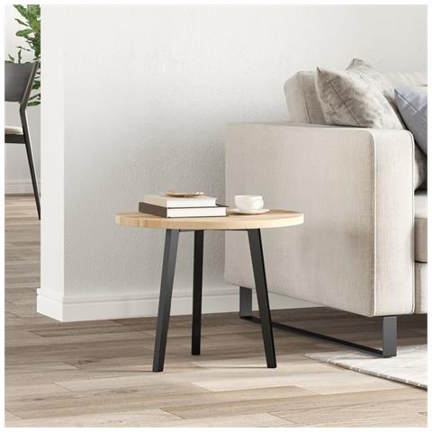 Piano Tavolo Rotondo 50x2 Cm In Legno Massello Di Acacia - Foto 3
