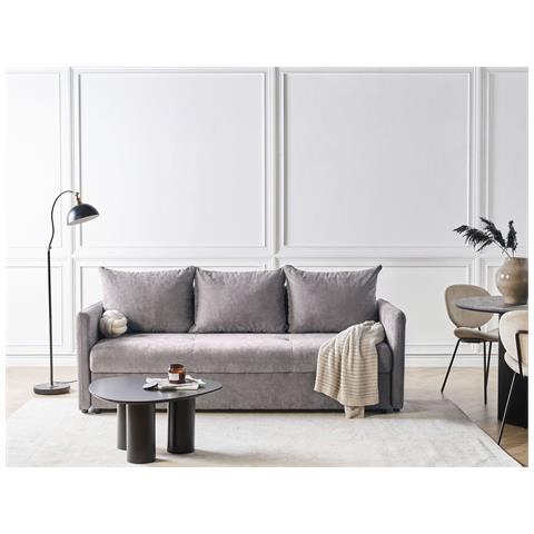 Divano Letto 3 Posti Holsen Tessuto Tortora Con Contenitore - Foto 1