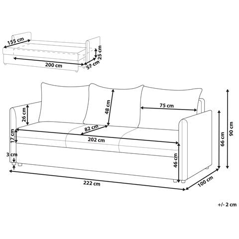 Divano Letto 3 Posti Holsen Tessuto Tortora Con Contenitore - Foto 6