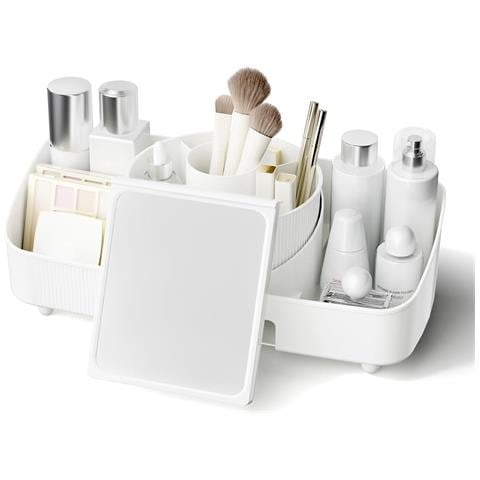 Organizzatore Makeup Rotante 360° In Crema Bianca - Stile Ed Efficienza Garantiti! - Foto 1