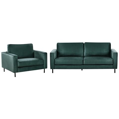 Set Da Salotto 4 Posti Savalen Velluto Verde Scuro - Foto 2