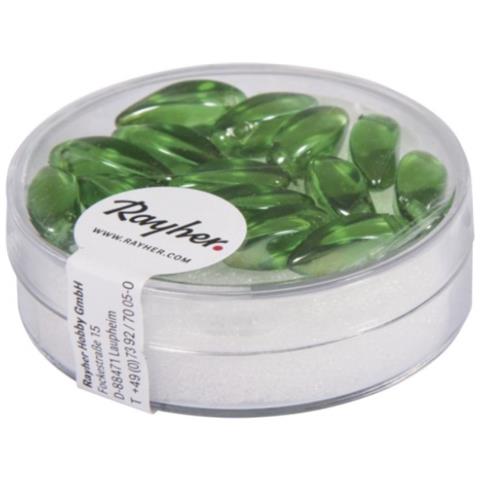 Rayher - 15 Pezzi - Perle In Vetro A Goccia 6x12mm - Colore Verde Maggio - Foto 1
