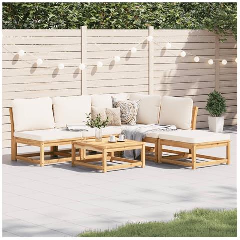 Set Salotto Da Giardino 6 Pz Con Cuscini In Massello Di Acacia - Foto 1