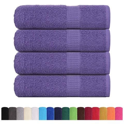 Asciugamani Da Bagno 4 Pz Viola 100x150cm 360g/m 100% Cotone - Foto 2