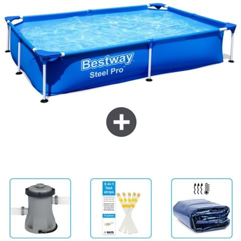 Piscina Fuori Terra - Rettangolo - 221x150x43 Cm - Blu - Include Accessori Coordinati Cb38 - Foto 1